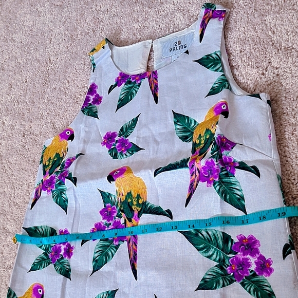 28 PALMS Women's Sleeveless Bird Floral Tropical Print Linen Sheath Dress - Picture 5 of 8